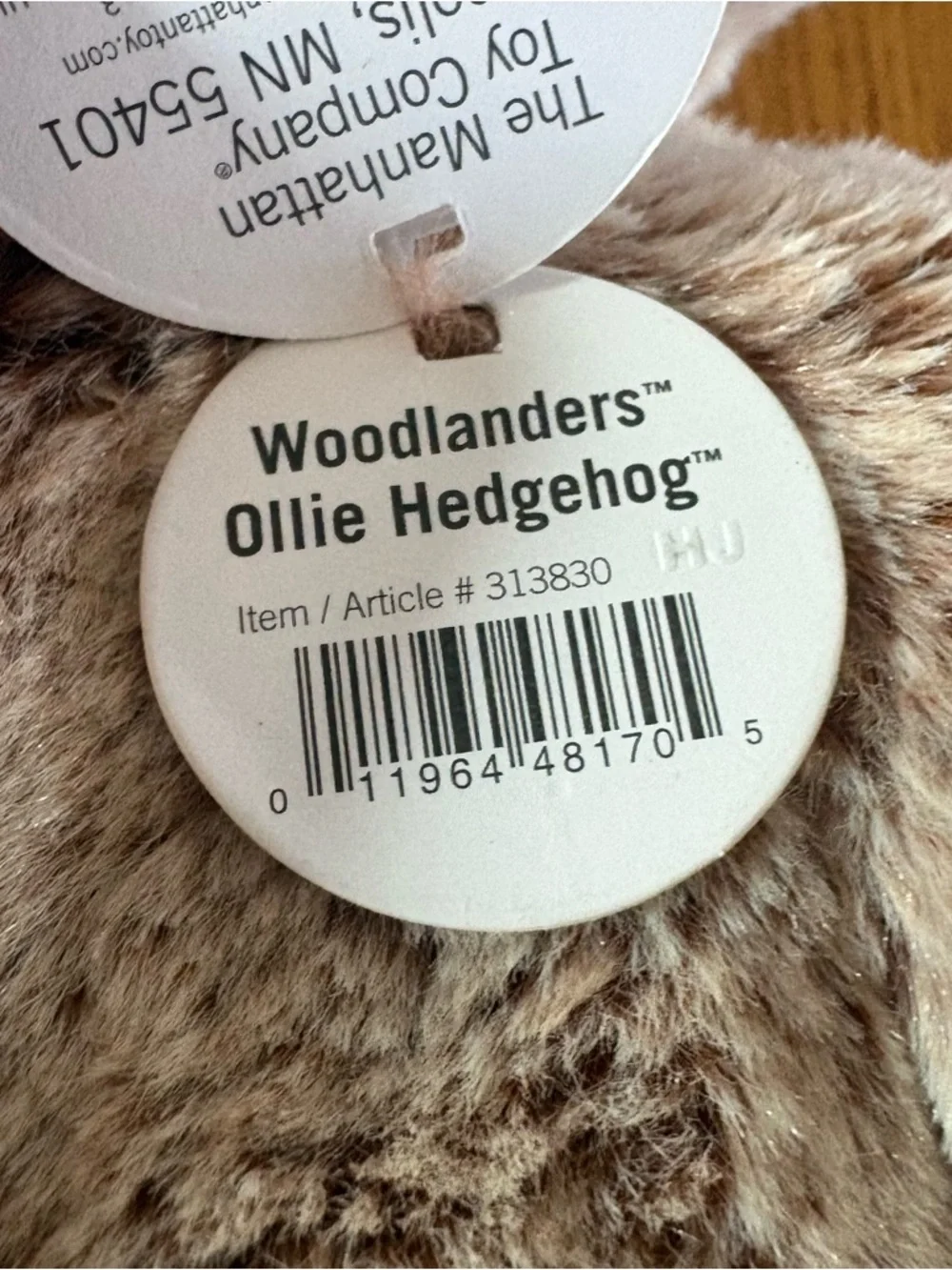 MANHATTAN TOY Woodlanders Ollie Hedgehog 12" Frosted Brown Plush Plush Soft 2016 - Picture 7 of 12